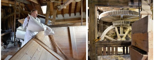 Miller at Blair Atholl making flour for the breads and pastries at attached tea shop. They will make you weep.