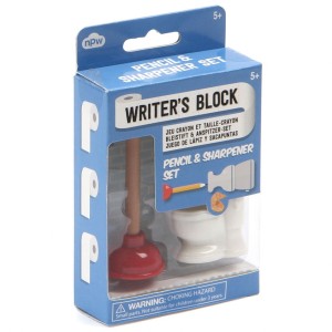 Or maybe you're writer's life has gone down the toilet and the only thing you can do for them is take the plunge and... no, sorry. I just can't. But maybe this little plunger and toilet will help? (£3.99 from The Literary Gift Co) http://www.theliterarygiftcompany.com/writers-block-pencil--sharpener-set-49024-p.asp