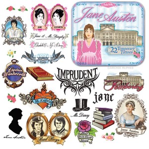 Jane Austen temporary tattoos. Hell, yeah. (£7.50 from The Literary Gift Company) http://www.theliterarygiftcompany.com/jane-austen-temporary-tattoos-51034-p.asp