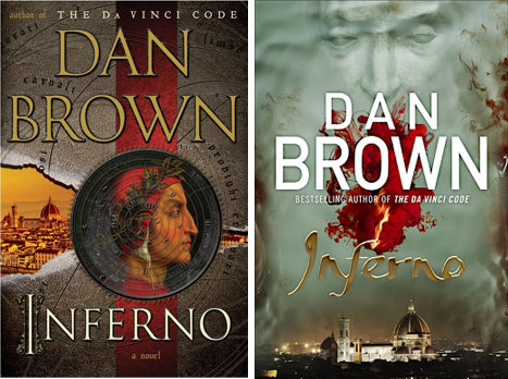 Inferno, US cover on left, UK on right [image credit: August Wainwright] http://augustwainwright.com/us-vs-uk-book-covers/