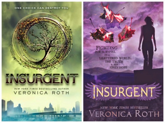 Insurgent: left US cover, right UK cover [Image Credit: A Life Bound by Books]http://alifeboundbybooks.blogspot.co.uk/2014/07/book-wars-insurgent-divergent-2-by.html