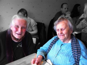 Celebrating Marion's 93rd birthday with a champagne tea and proper cake.