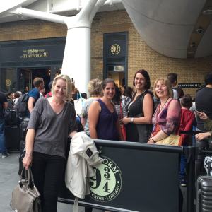 How do you get to BloggerBash? Why, you meet at Platform 9 3/4 at Kings Cross Station with super bloggers Alison Williams, Chris Philippou, Shelley Wilson, and Rosie Amber. Wingardium Leviosa!
